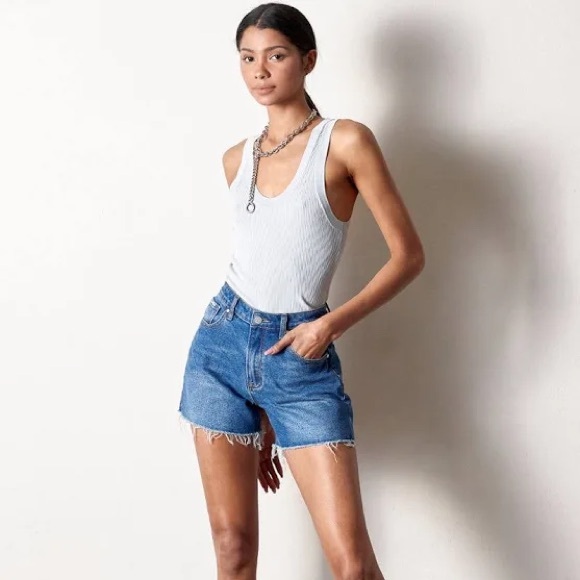 NEW Insane Gene High Rise Midi Shorts Denim Size XS - Picture 2 of 10